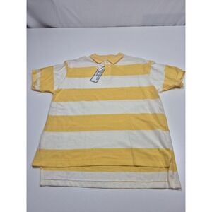 J.J. Cochran Polo Shirt Mens Large Yellow Striped Made USA Weathered Wear
